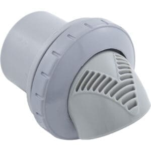 Gray plastic industrial component with vent design.