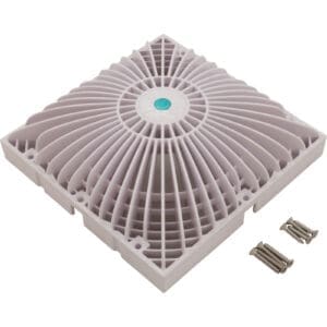 Square ventilation fan cover with screws.