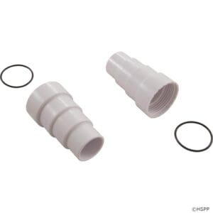 PVC pipe connectors with rubber rings.