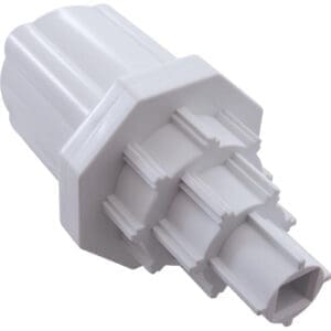 White plastic gear-shaped mechanical component.
