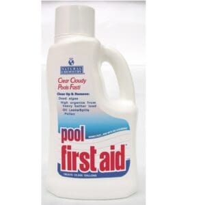 Pool first aid treatment bottle.