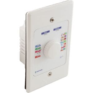 Wall-mounted control panel with dial knob.