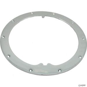 Chrome ring with multiple screw holes.