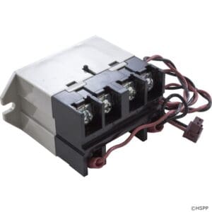 Electrical relay connector with attached wires.