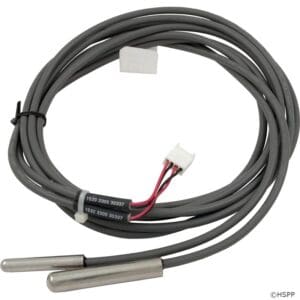 Gray cable with two metal probes.