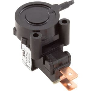 Black automotive relay with copper terminals.