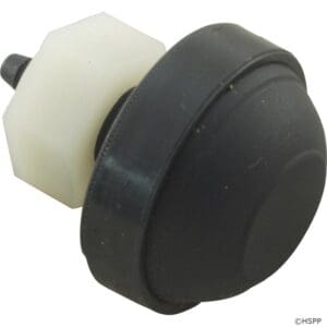 Black and white plastic push button switch.