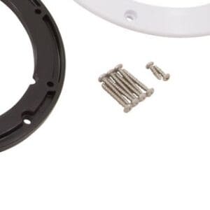 Rings and screws on a white background.