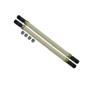 Two beige filter hoses with connectors.