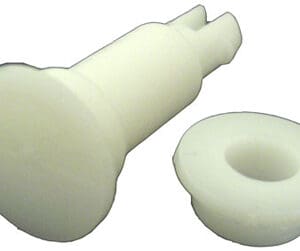 White plastic plug and matching washer.