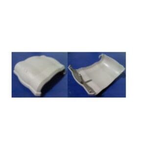 Plastic corner bracket on blue background.