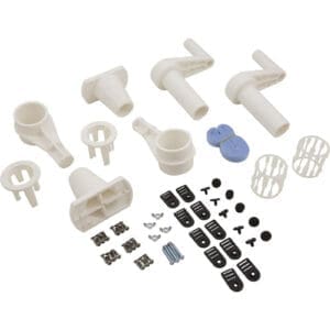 Assorted plumbing parts and accessories on display.