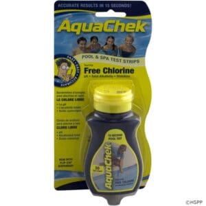 Pool chlorine test strips packaging.