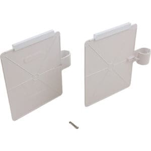 Two white plastic panels with screw.