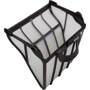 Coffee filter basket with black frame.