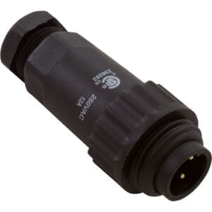 Black industrial power connector, three pins visible.