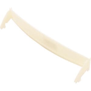 Cream-colored plastic handle for household item.