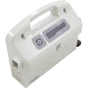 Portable white power supply with handle.