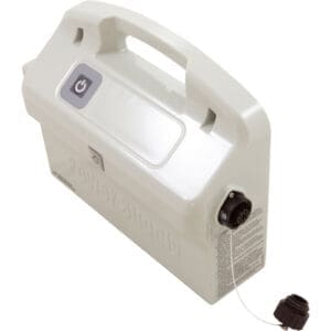 Portable power supply with handle and connectors.