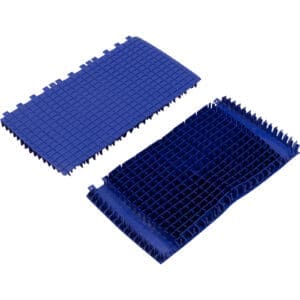 Blue textured rubber mats, two pieces.