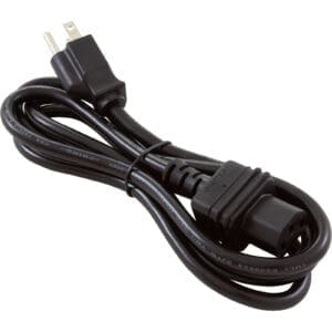 Black power cord with three-prong plug.