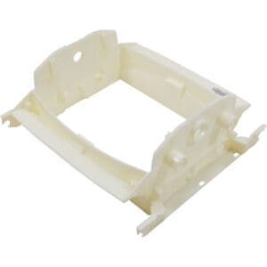 Plastic mounting bracket with rectangular opening.