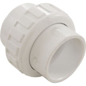 PVC pipe coupling with threaded ends.