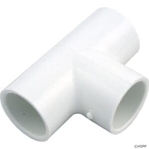 White PVC pipe tee connector fitting.