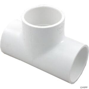 White PVC pipe fitting, T-shape connector.