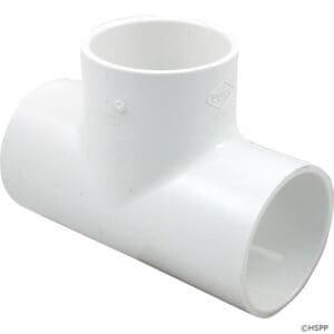 White PVC tee pipe fitting.