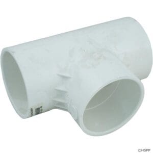 White PVC pipe T-joint connector.
