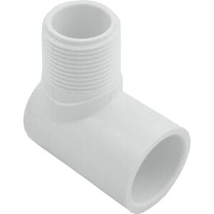 White PVC elbow pipe fitting connector.