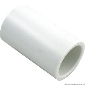 White cylindrical PVC pipe connector piece.
