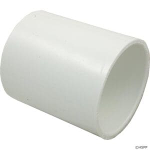White PVC pipe coupling connector fitting.