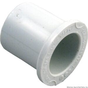 White plastic pipe fitting on white background.