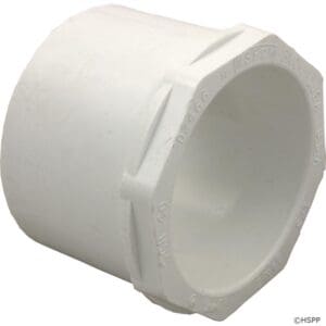 White PVC pipe fitting on white background.