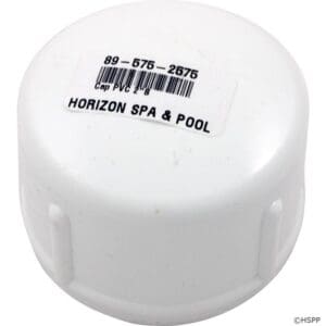 White PVC cap with barcode label.