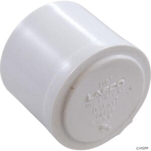 White PVC pipe end cap, close-up.