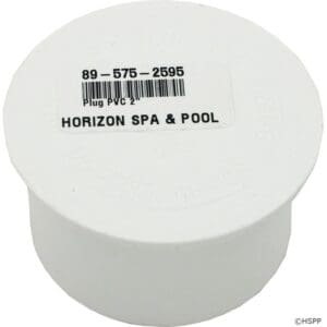 White PVC plug with barcode label.