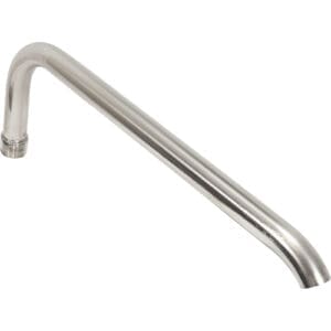 Stainless steel shower arm with threaded ends.