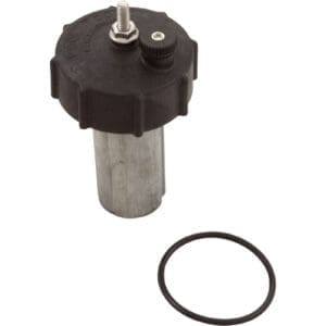 Pool cover anchor with black O-ring.