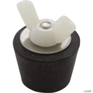 Rubber stopper with white wing nut.