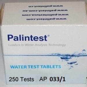 Palintest water test tablets box.