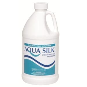Aqua Silk chlorine-free sanitizer bottle.
