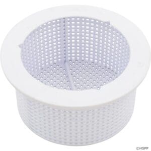 White plastic mesh basket with circular shape.