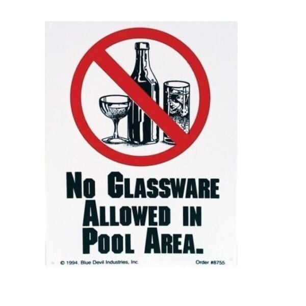 Blue Devil Safety Sign - No Glassware - 9" X 12" - B8755