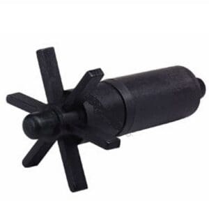 Black plastic rotary nozzle with six blades.