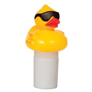 Yellow Duck Red Beak black sunglasses floating chlorine tablet feeder