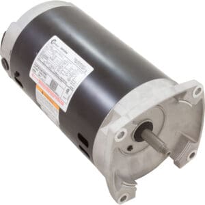 Black cylindrical electric motor with label.