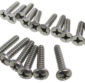 Metal screws arranged in two angled rows.